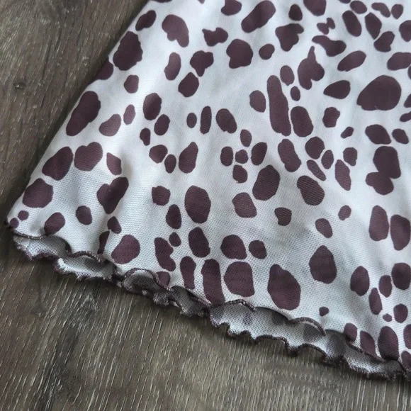 Glassons Animal Print Flare Layered Mesh High Waist Stretchy Pants XS Cow Print - Picture 3 of 12